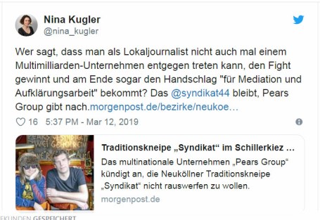2019-03-12 Nina Kugler von der Morgenpost - Retterin des Syndikats