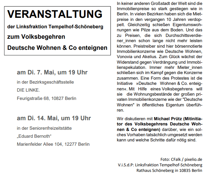 2019-05-07 DWenteignen in Schöneberg bei der LINKEN Ankündigung