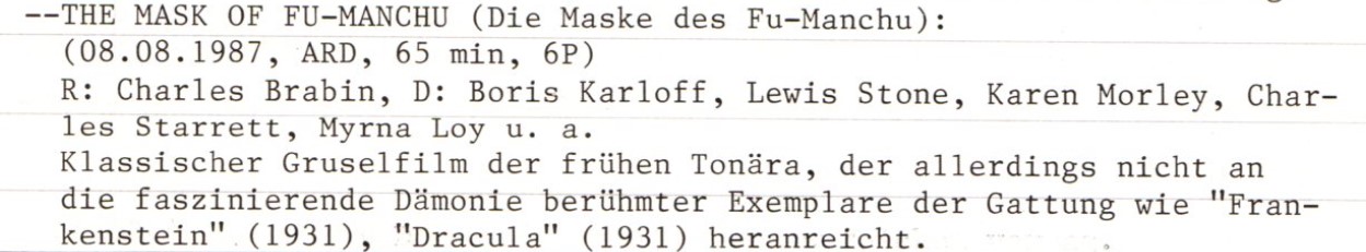 2020-10-13 FF 113 Die Maske des Dr. Fu Manchu The Mask of Fu Manchu USA 1932