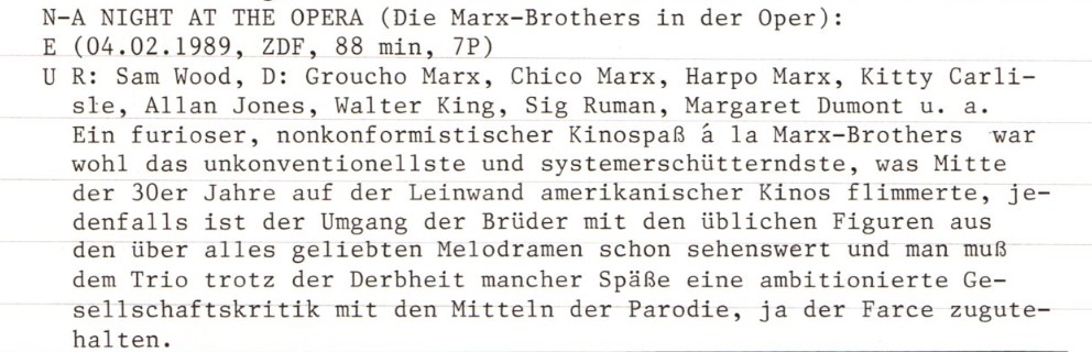 2020-10-15 FF 121 Die Marx-Brothers in der Oper A Night at the Opera USA 1935 Text