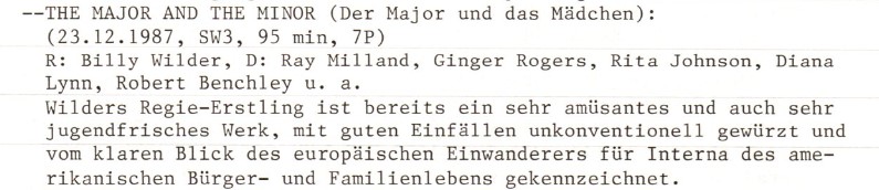 2020-11-18 FF 0213 Der Major und das Mädchen The Major and the Minor USA 1942