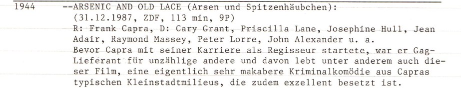 2020-11-24 FF 0236 Arsen und Spitzenhäubchen Arsenic and Old Lace USA 1944