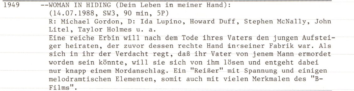 2020-12-17 FF 0311 Dein Leben in meiner Hand Woman in Hiding USA 1949