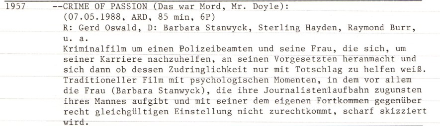 2021-03-24 FF 415 Das war Mord, Mr. Doyle Crime of Passion USA 1957
